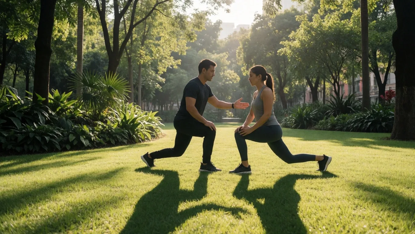 Entrenamiento outdoor al atardecer en la Ciudad de México