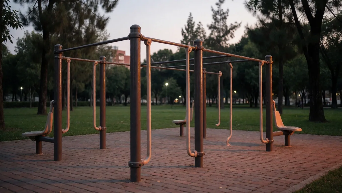Espacio de entrenamiento al aire libre en Ciudad de México al atardecer
